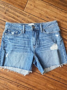 PAIGE Light Blue Distressed Denim Shorts Size 28 4.5in Inseam
